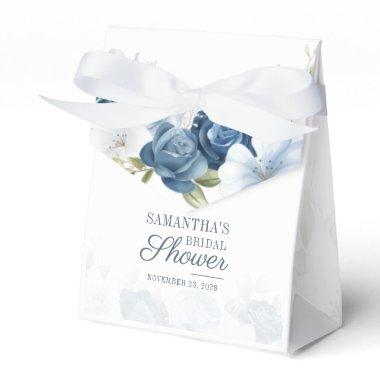 Elegant Dusty Blue Watercolor Floral  Favor Boxes