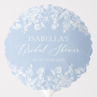 Elegant Dusty Blue Wildflower Bridal Shower Balloon