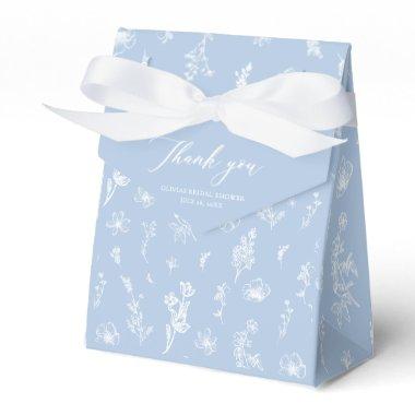 Elegant Dusty Blue Wildflower Bridal Shower Favor Boxes