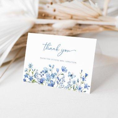 Elegant Dusty Blue Wildflower Bridal Shower Thank You Invitations