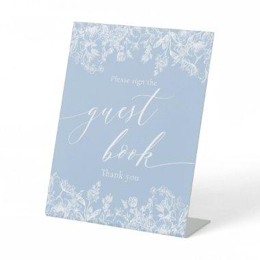 Elegant Dusty Blue Wildflower Guest Book Sign