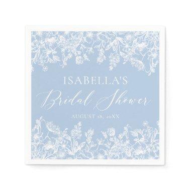 Elegant Dusty Blue Wildflowers  Napkins