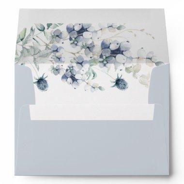 Elegant Dusty Blue Winter Foliage for Invitations Envelope