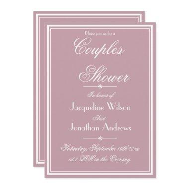 Elegant Dusty Pink Chic Script RSVP Couples Shower Invitations