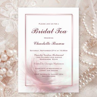 Elegant Dusty Pink Feather Bridal Tea