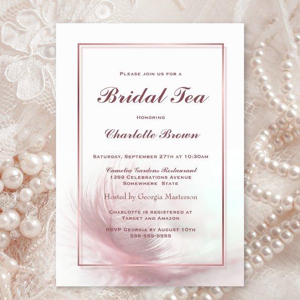 Elegant Dusty Pink Feather Bridal Tea