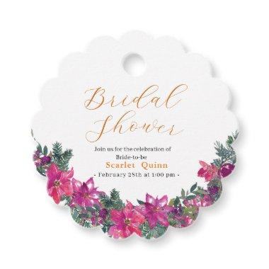 Elegant dusty pink watercolor Floral bridal bunch Favor Tags
