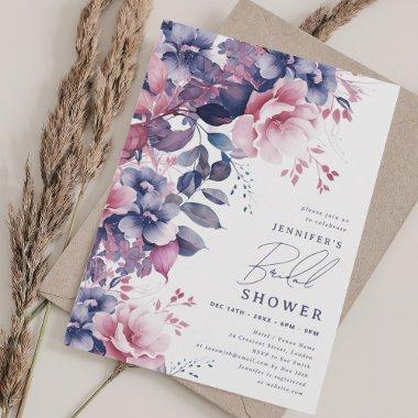 Elegant Dusty Purple Painted Floral