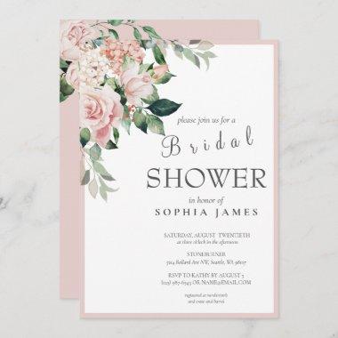 Elegant Dusty Rose Blush Peony Bridal Shower Invitations