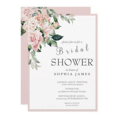 Elegant Dusty Rose Blush Peony Bridal Shower Invitations