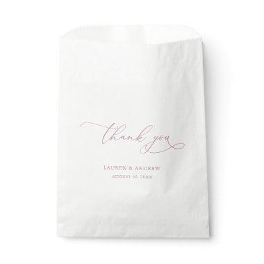 Elegant Dusty Rose Calligraphy Wedding Favor Bag