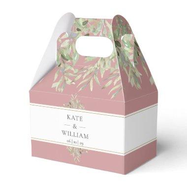 Elegant Dusty Rose Greenery Wedding Favor Boxes