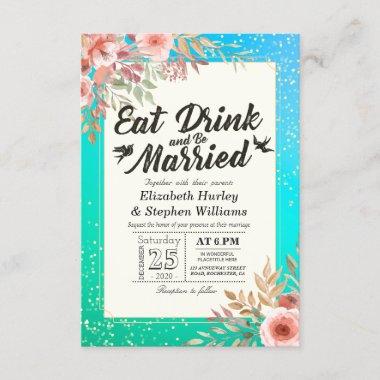 Elegant EAT Drink & Be Married Wedding Invitations