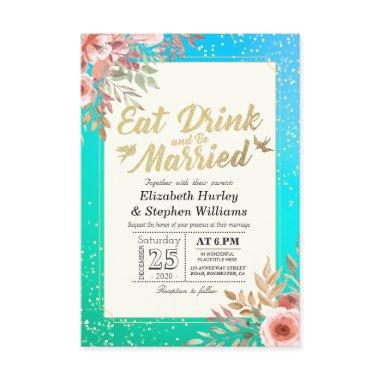 Elegant EAT Drink & Be Married Wedding Invitations