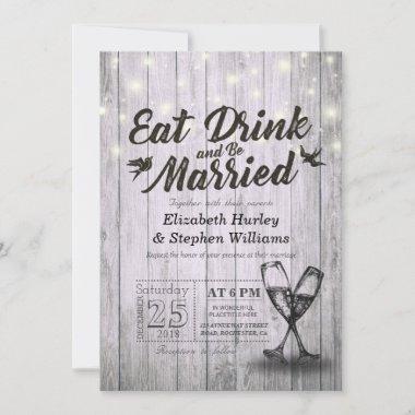 Elegant EAT Drink & Be Married Wedding Invitations