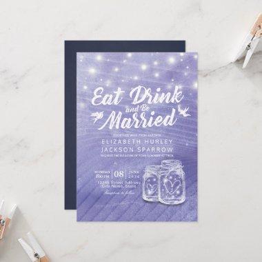 Elegant EAT Drink & Be Married Wedding Mason Jars Invitations