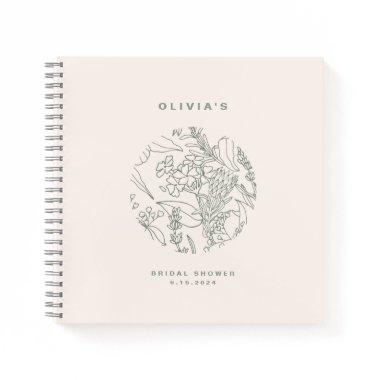 Elegant Ecru Sage Green Flowers Herb  Notebook
