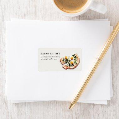 Elegant Egg Basil Pizza Party Watercolor Address Label