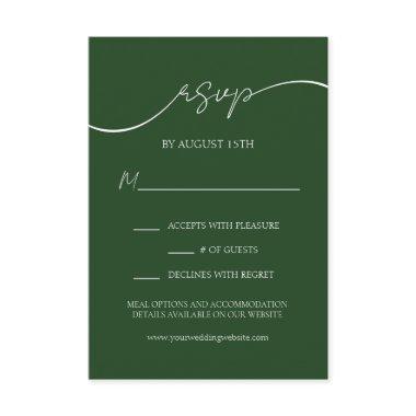 Elegant Emerald Green Modern Script Wedding RSVP Enclosure