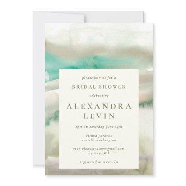 Elegant Emerald Green Watercolor Bridal Shower Invitations