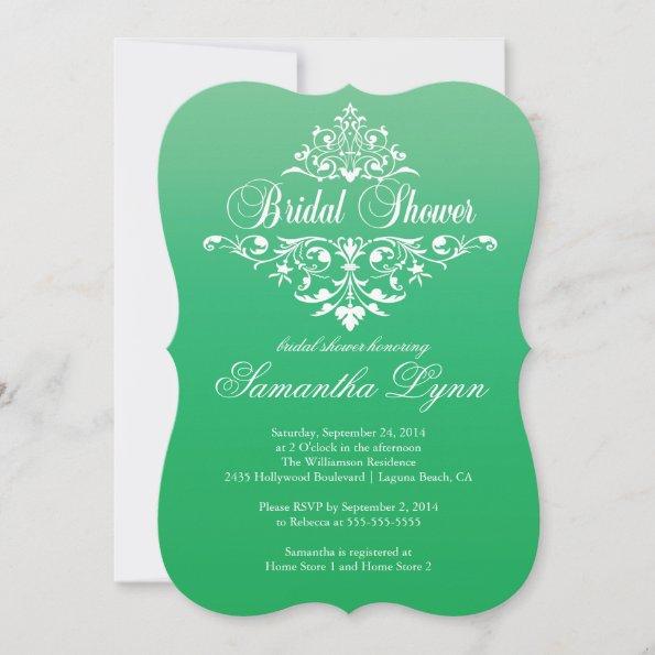 Elegant Emerald Ombre wBridal Shower Invitations