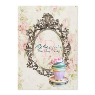 elegant english floral vintage birthday party Invitations