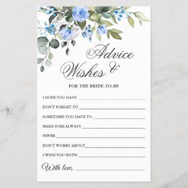 Elegant Eucalyptus Blue Roses Advice & Wishes Invitations