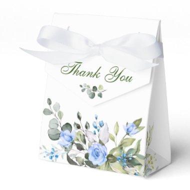 Elegant Eucalyptus Blue Roses Bridal Shower Favor Boxes