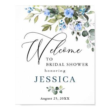 Elegant Eucalyptus Blue Roses  Poster