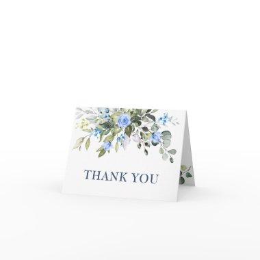 Elegant Eucalyptus Blue Roses Simple Botanical Thank You