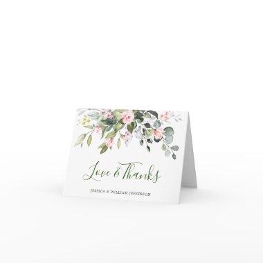 Elegant Eucalyptus Blush Pink Roses Thank You