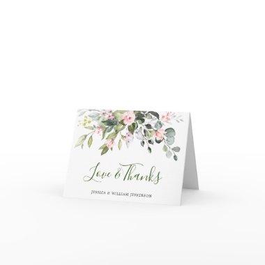 Elegant Eucalyptus Blush Pink Roses Thank You Invitations