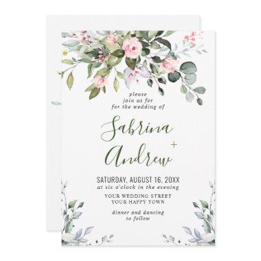 Elegant Eucalyptus Blush Roses Greenery Wedding