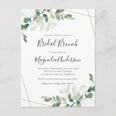 Elegant Eucalyptus Bridal Brunch Invitation Postca PostInvitations