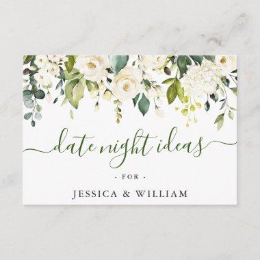 Elegant Eucalyptus Bridal Shower Date Night Idea A Advice Card