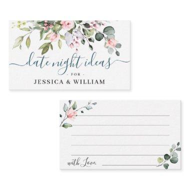 Elegant Eucalyptus Bridal Shower Date Night Idea A Advice Card