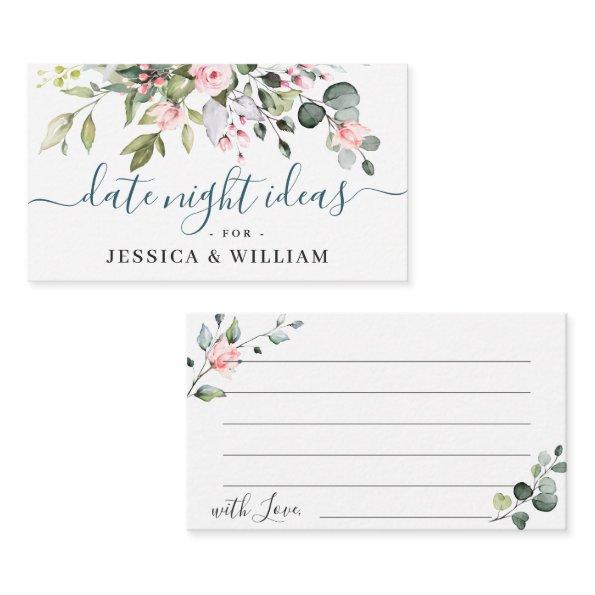 Elegant Eucalyptus Bridal Shower Date Night Idea A Advice Card