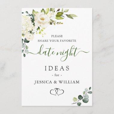 Elegant Eucalyptus Bridal Shower Date Night Idea   Advice Card