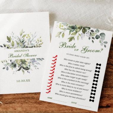 Elegant Eucalyptus Bridal Shower Game Invitations