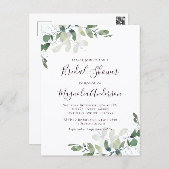 Elegant Eucalyptus Bridal Shower Invitation PostInvitations