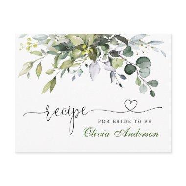 Elegant Eucalyptus Bridal Shower Recipe Invitations