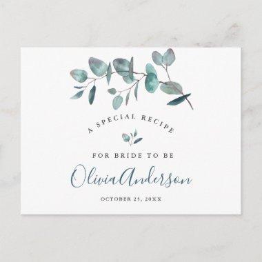 Elegant Eucalyptus Bridal Shower Recipe Invitations