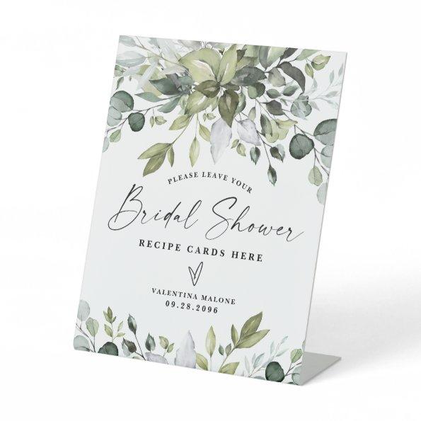 Elegant Eucalyptus Bridal Shower Recipe Invitations Sign