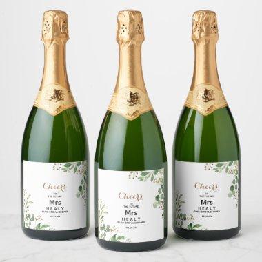 Elegant Eucalyptus Bridal Shower Sparkling Wine La Sparkling Wine Label