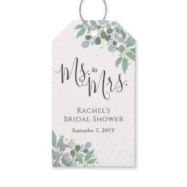 Elegant Eucalyptus Dusty Blue Bridal Shower Gift Tags