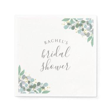 Elegant Eucalyptus Dusty Blue Bridal Shower Napkins