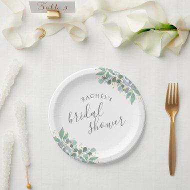Elegant Eucalyptus Dusty Blue  Paper Plates