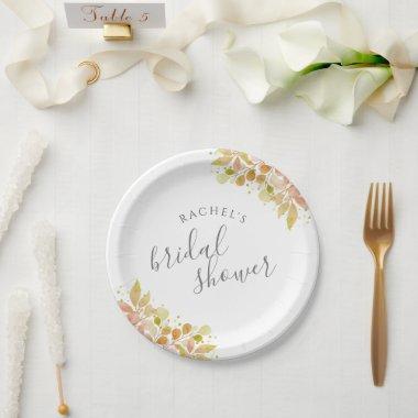 Elegant Eucalyptus Fall Floral Bridal Shower Paper Plates