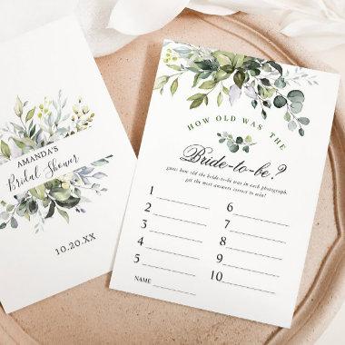 Elegant Eucalyptus Floral Bridal Shower Game Invitations