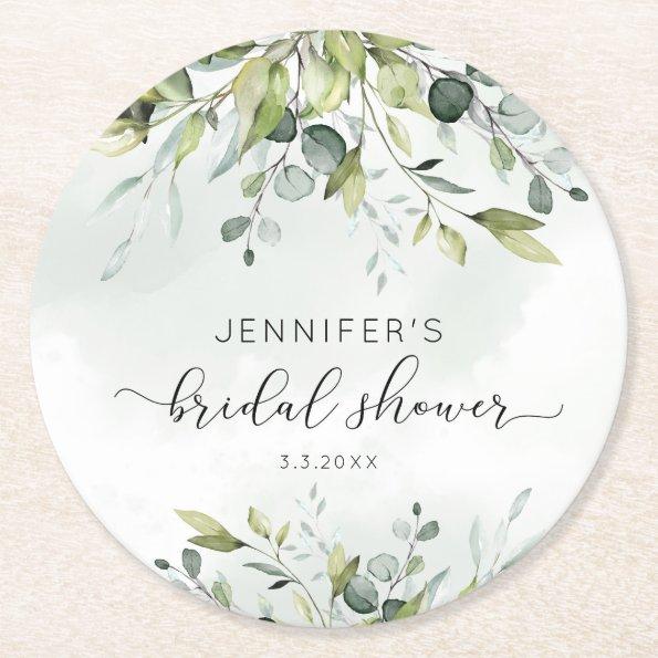 Elegant eucalyptus foliage  round paper coaster